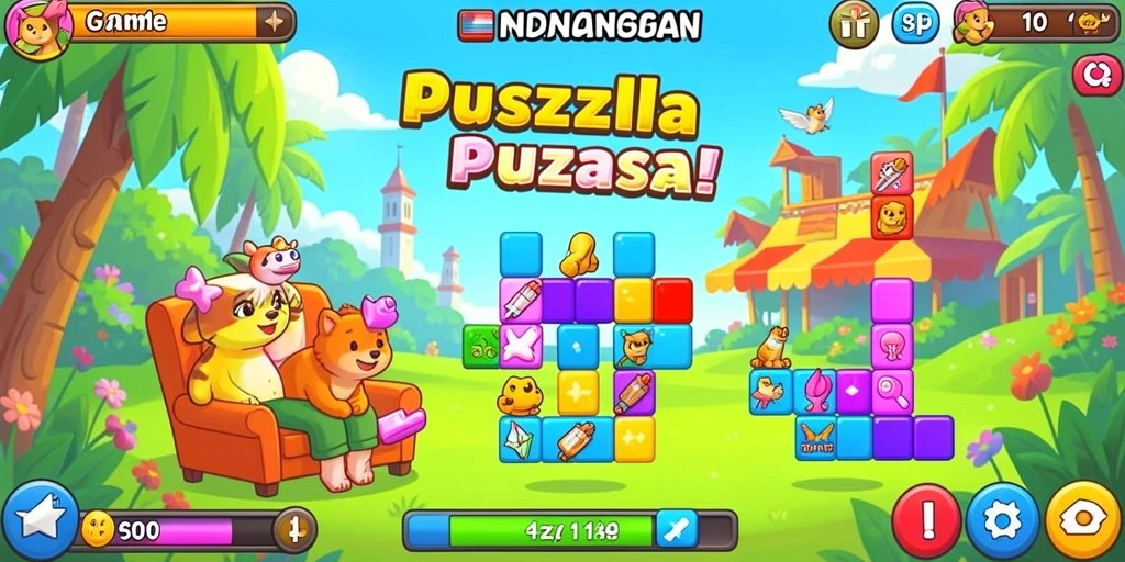 Gambar petualangan karakter utama di dunia yang menakjubkan.